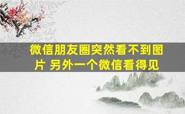 微信朋友圈突然看不到图片 另外一个微信看得见